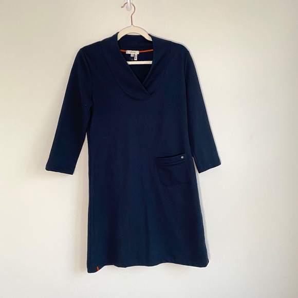 Tyler Boe V Neck Navy Casual Dress - Picture 1 of 7